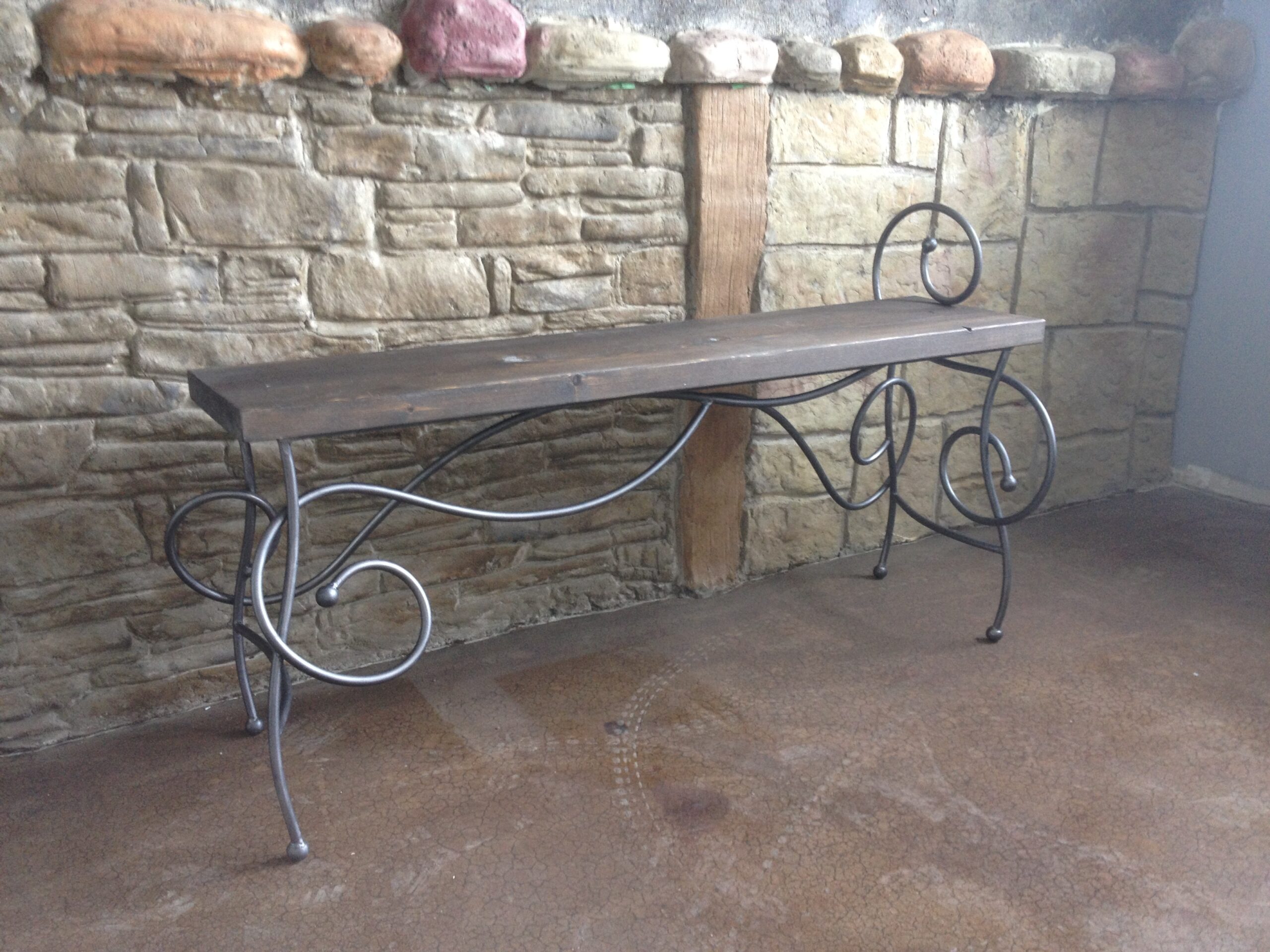 The scroll iron art bench