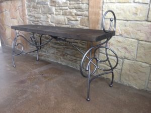 scroll iron art bench
