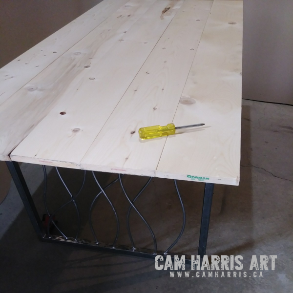 attach wood top with screws