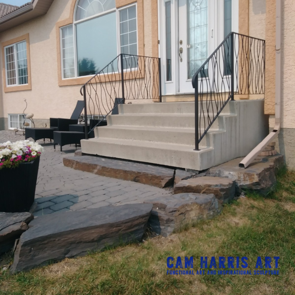 Entwined exterior wrought iron railing