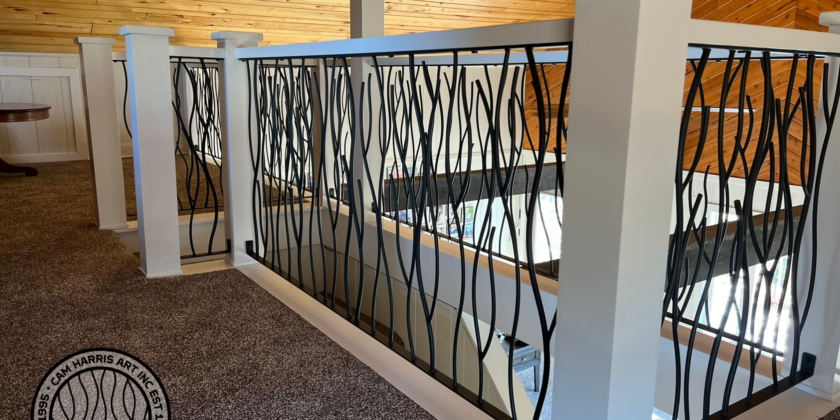 Modern Iron Branch Railing Lake Cabin Project