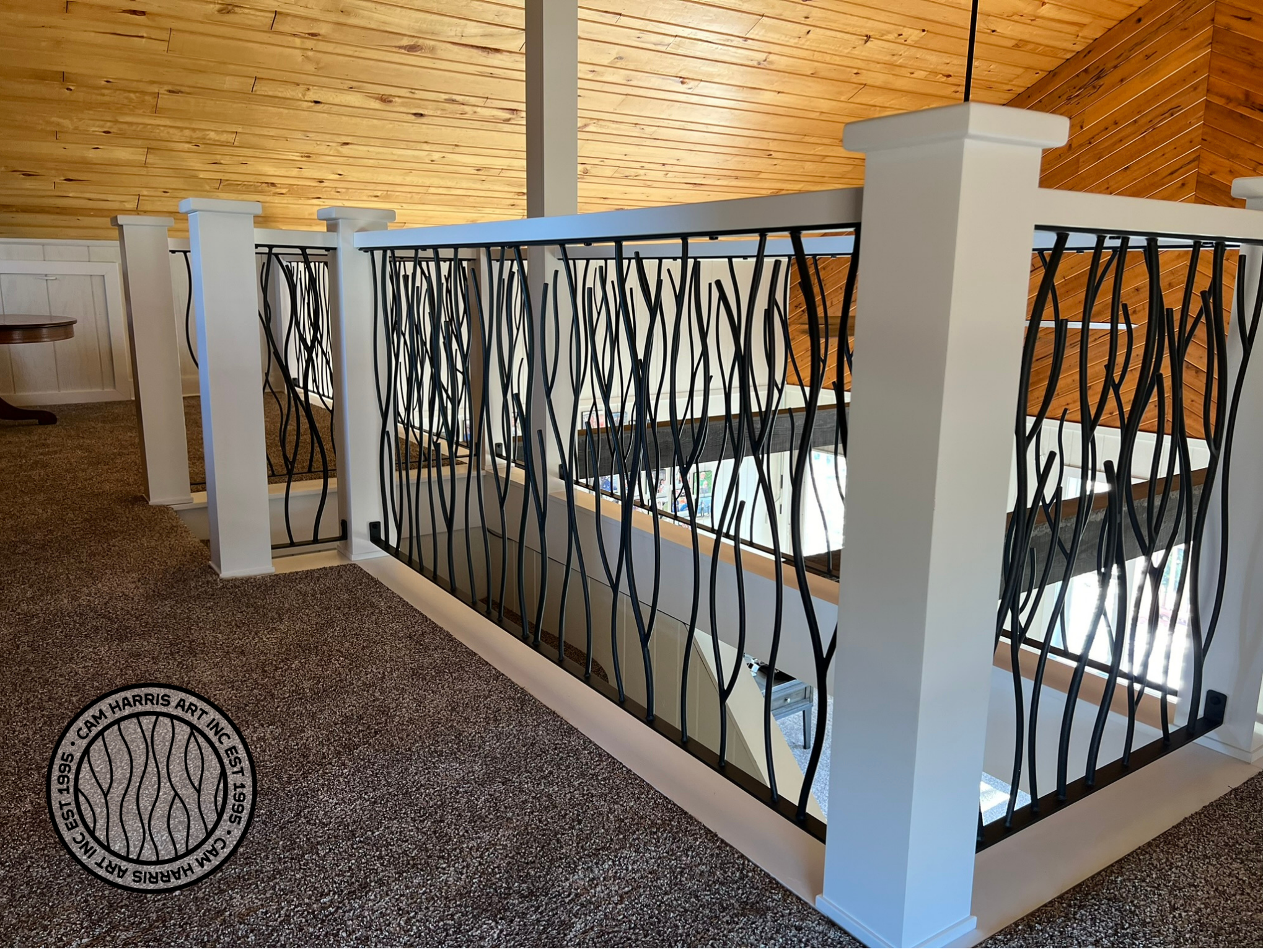 Modern Iron Branch Railing Lake Cabin Project