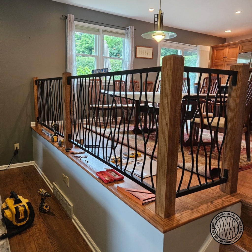 iron railing with wood posts 1
